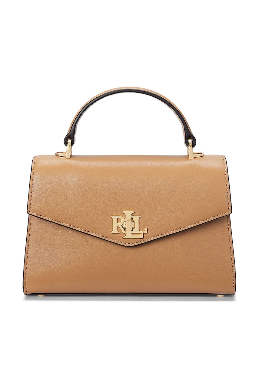 Δερμάτινη τσάντα Lauren Ralph Lauren χρώμα: μπεζ, 431968761
