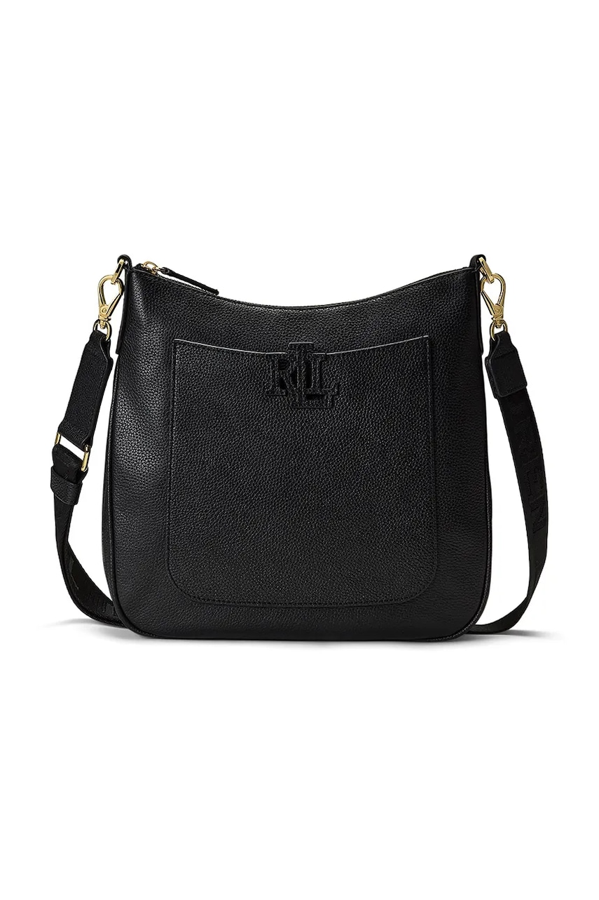 Δερμάτινη τσάντα Lauren Ralph Lauren χρώμα: μαύρο, 431970152