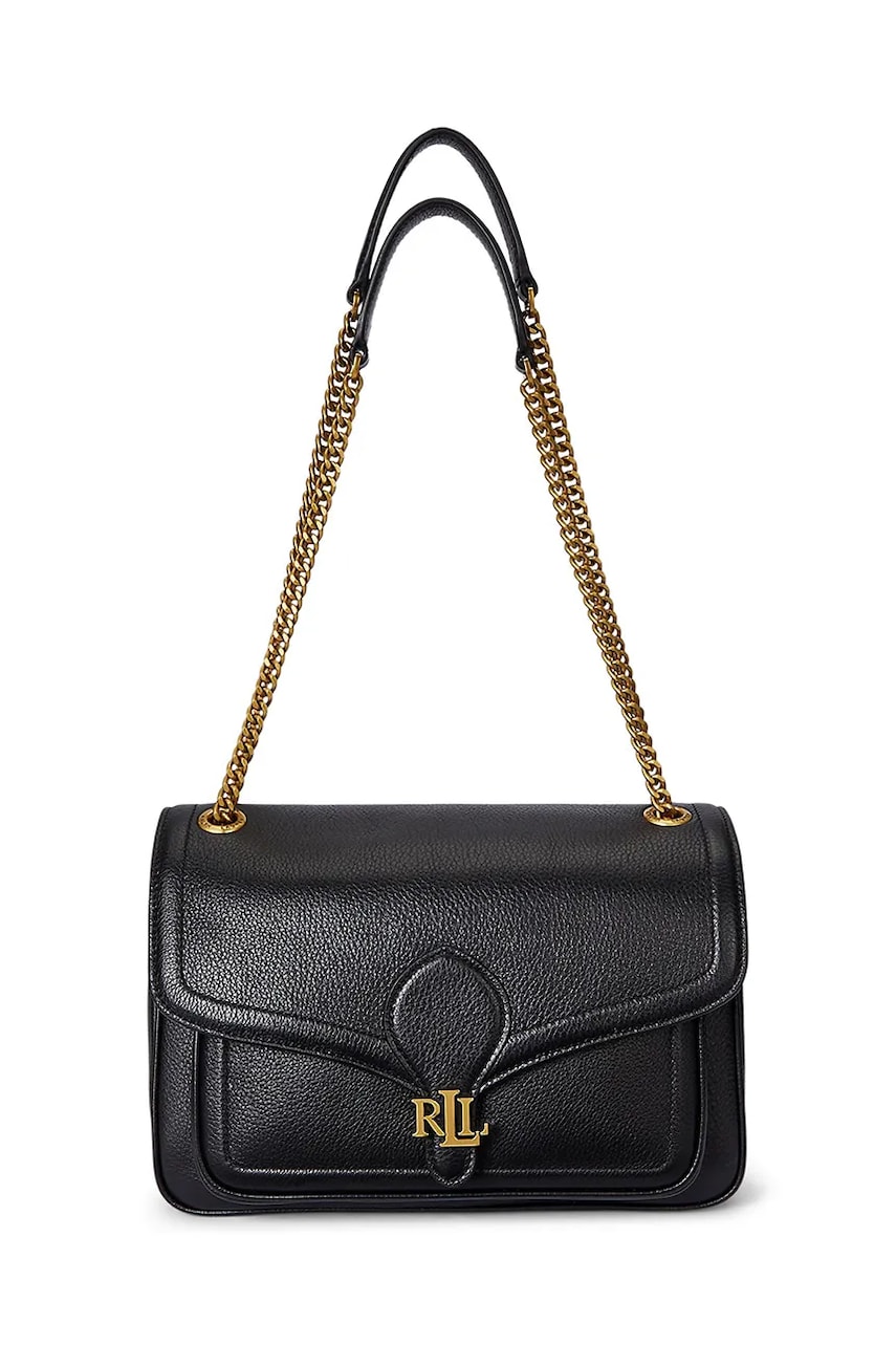 Δερμάτινη τσάντα Lauren Ralph Lauren χρώμα: μαύρο, 431974551