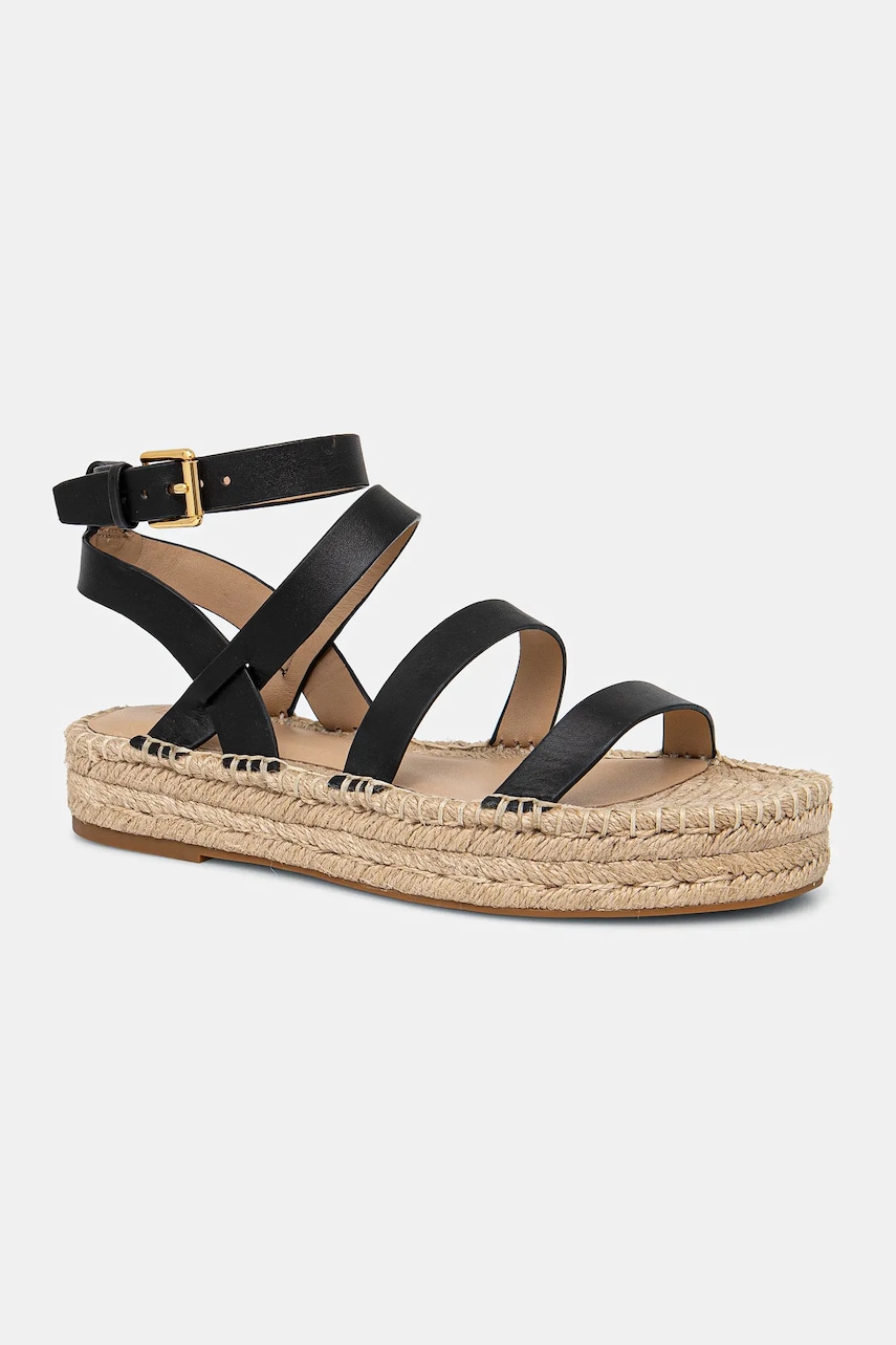 Δερμάτινες εσπαντρίγιες Lauren Ralph Lauren Polly Gldtr χρώμα: μαύρο, 802961839002