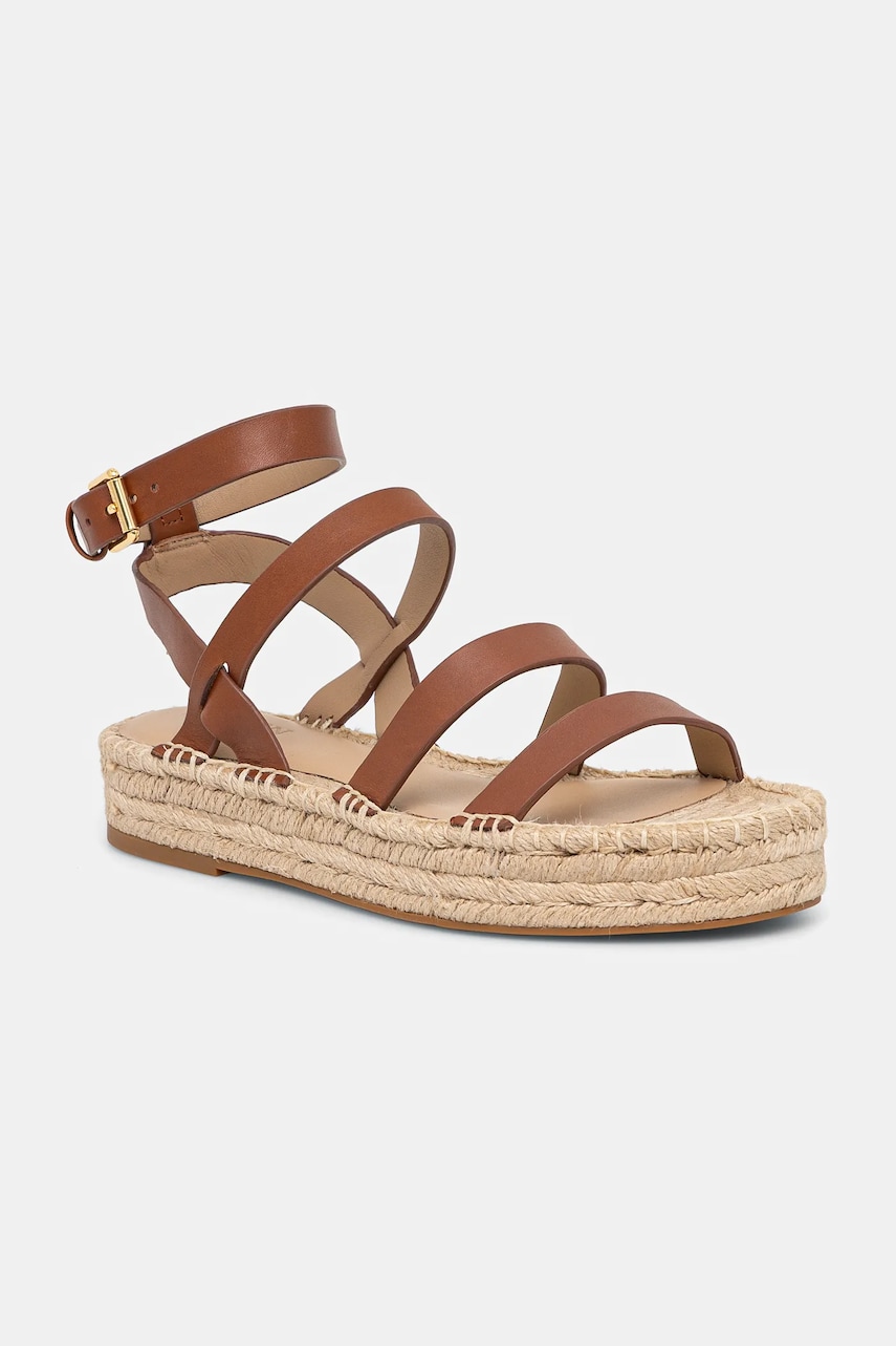 Δερμάτινες εσπαντρίγιες Lauren Ralph Lauren Polly Gldtr χρώμα: καφέ, 802961839001