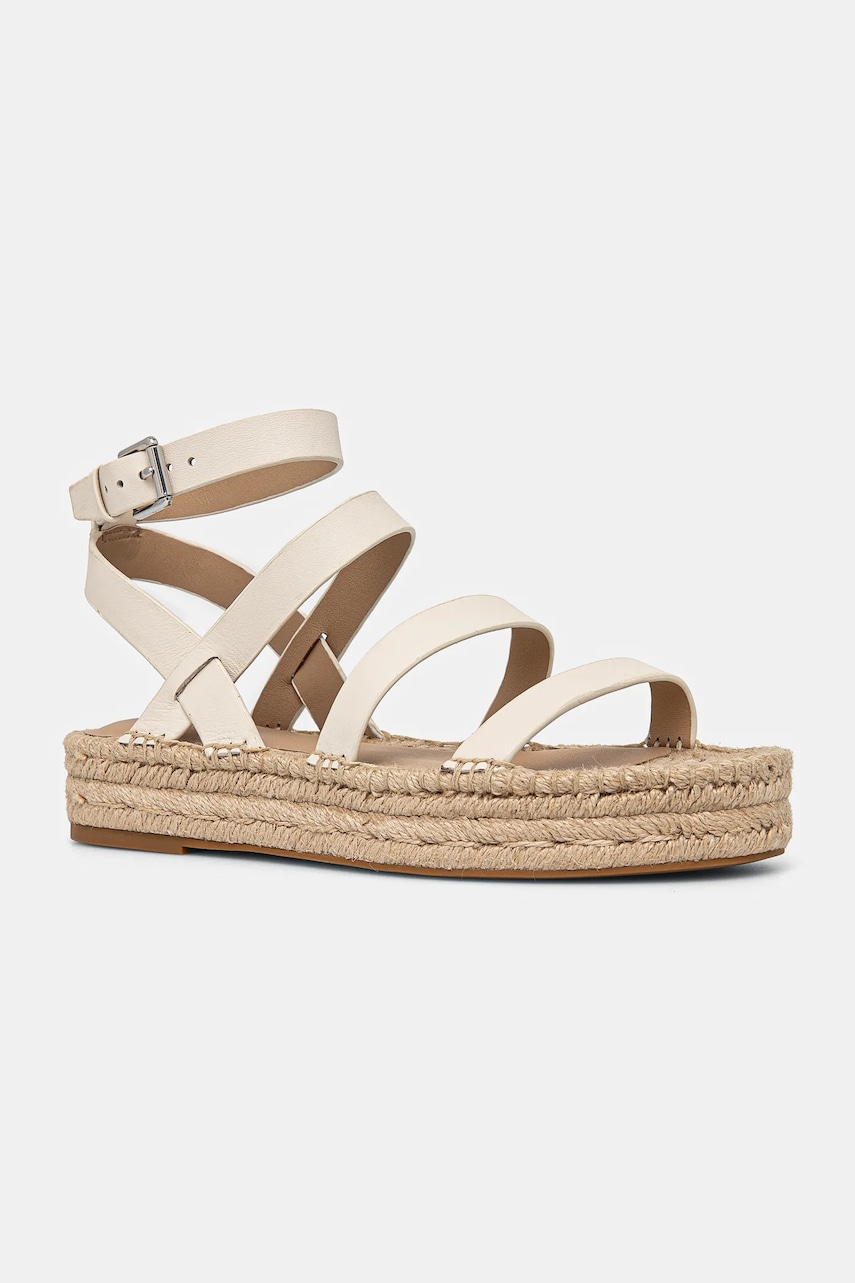Δερμάτινα σανδάλια Lauren Ralph Lauren Polly Gldtr χρώμα: μπεζ, 802967094001