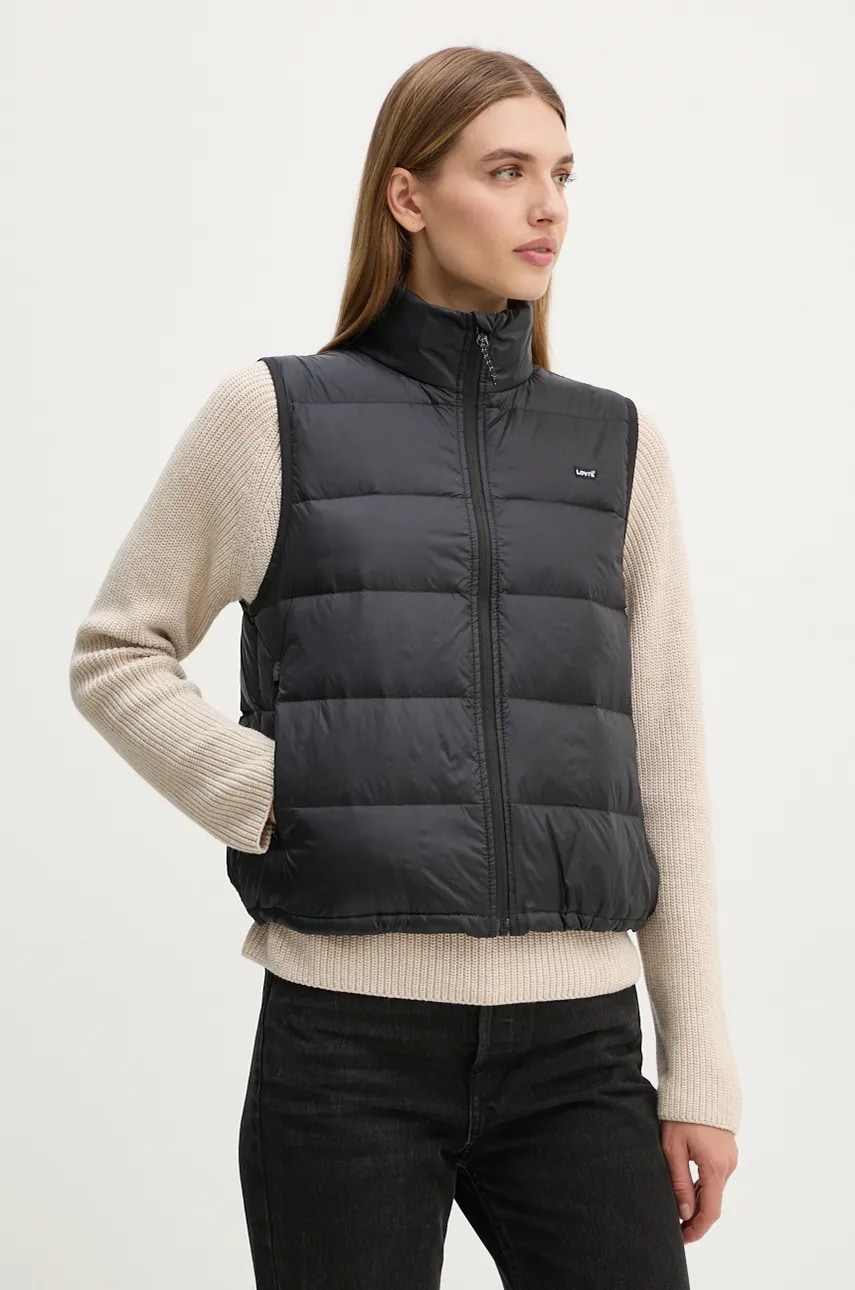 Αμάνικο από πούπουλα Levi's γυναικείο, χρώμα: μαύρο, A8523