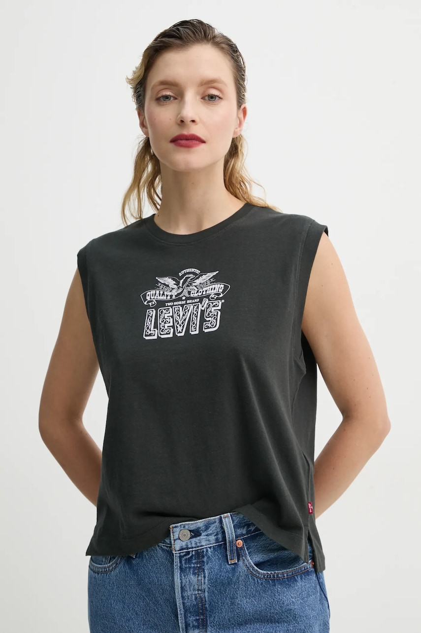 Βαμβακερό τοπ Levi's GR BOXY TANK χρώμα: γκρι, 001MW