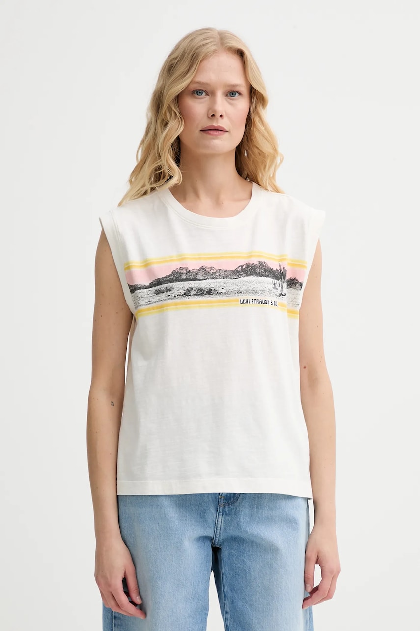 Βαμβακερό τοπ Levi's GR BOXY TANK χρώμα: γκρι, 001MW