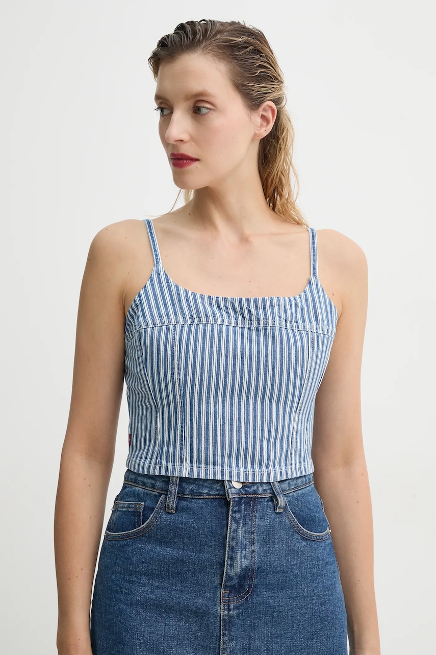 Τζιν τοπ Levi's JADINE DENIM CAMI TANK χρώμα: μπεζ, 001SD