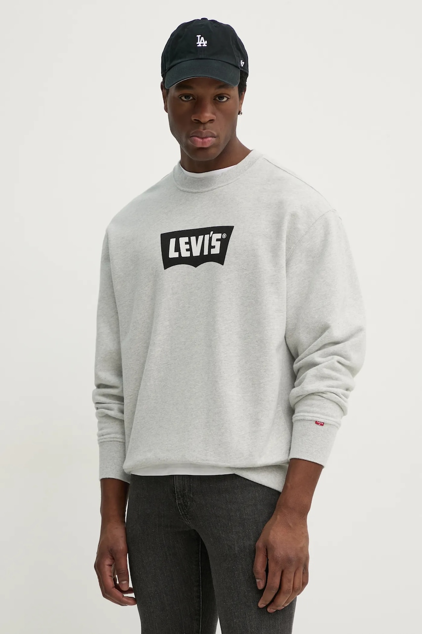 Βαμβακερή μπλούζα Levi's PREMIUM GRAPHIC CREW χρώμα: γκρι, 000MS