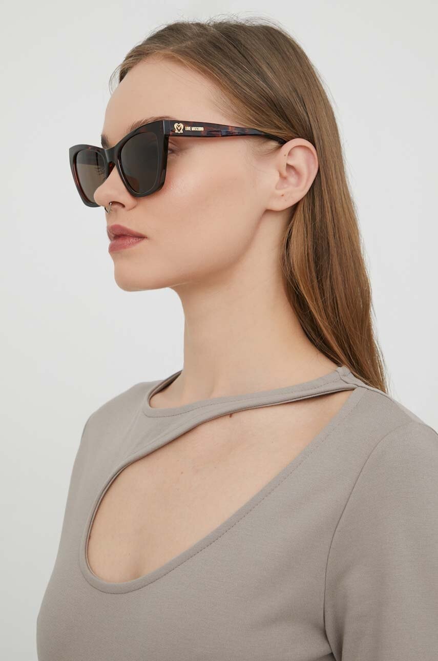 Γυαλιά ηλίου Love Moschino χρώμα: καφέ