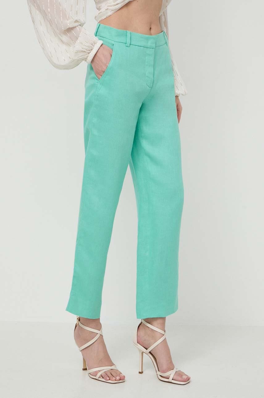 Λινό παντελόνι Luisa Spagnoli ARGANORUNWAY COLLECTION χρώμα: πράσινο, 541139 541139