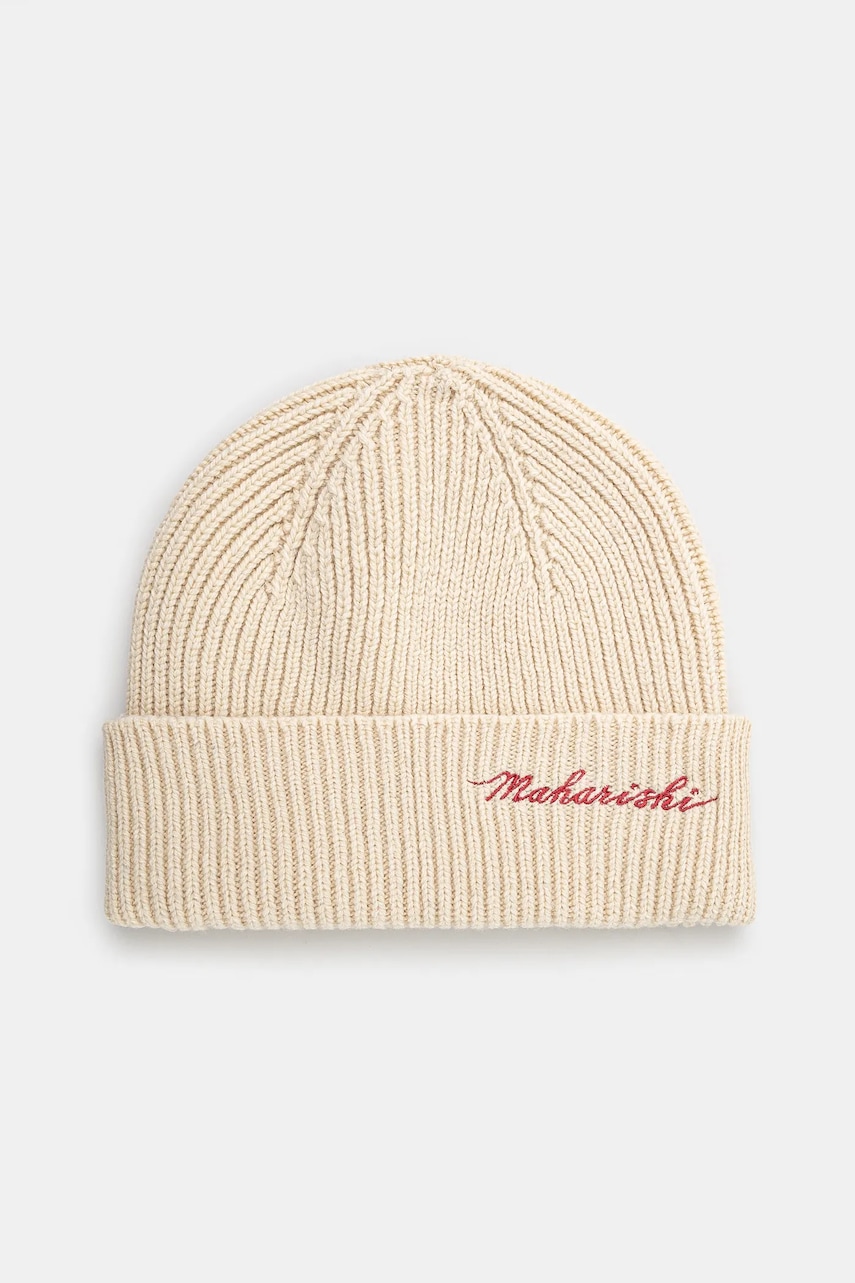 Μάλλινο σκουφί Maharishi Maharishi Embroidered Beanie χρώμα: μπεζ, 1368.ECRU
