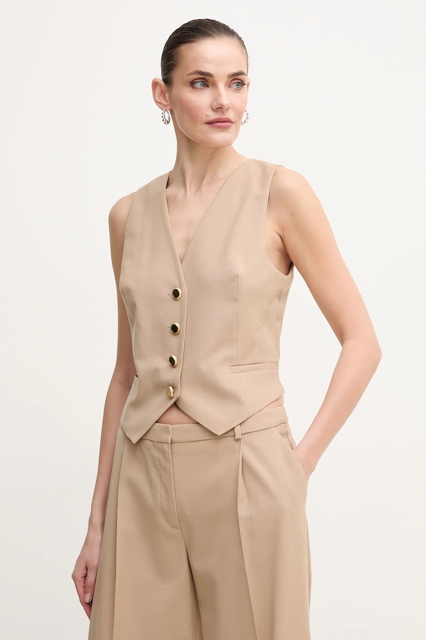 Γιλέκο από μείγμα μαλλιού Marciano Guess IRINA χρώμα: μπεζ, 5GGN06 7294A