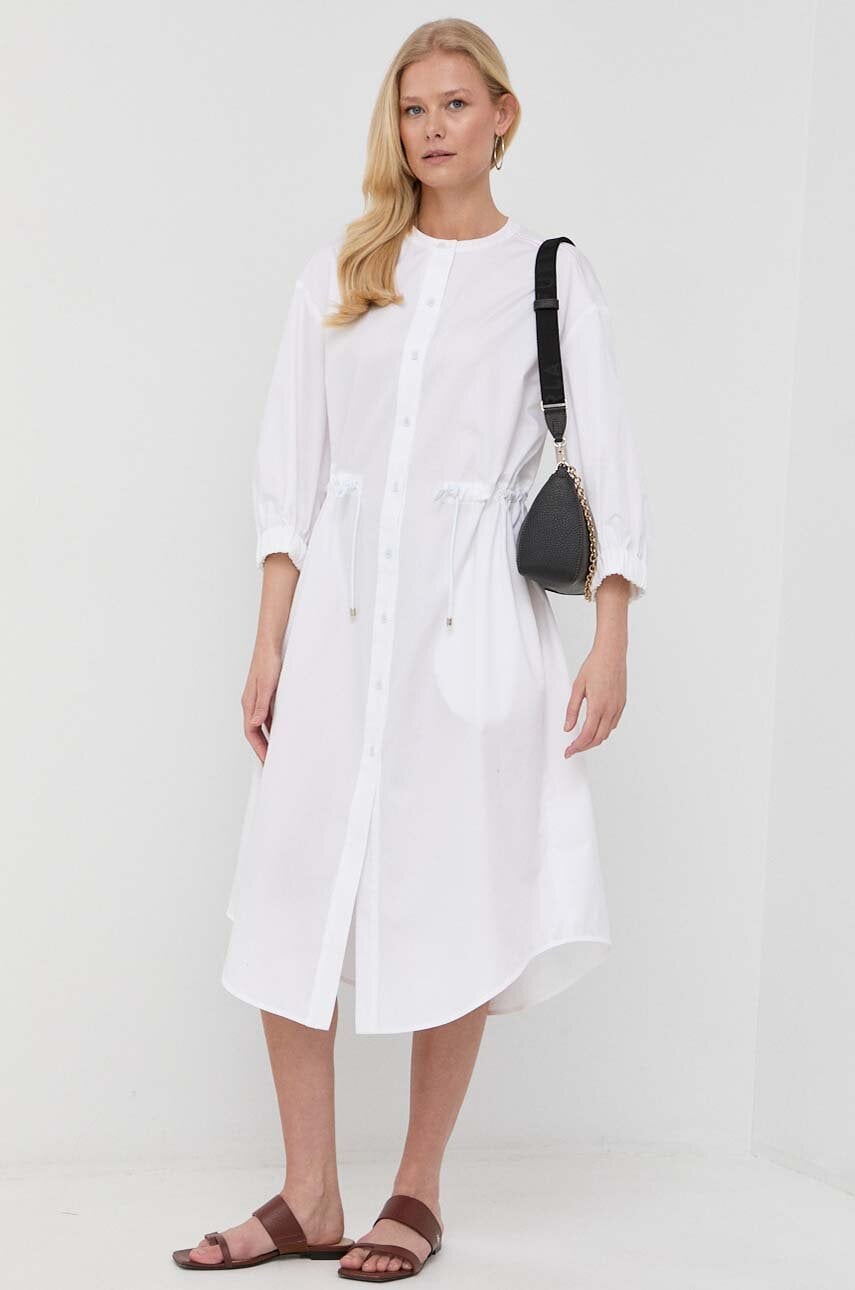 Βαμβακερό φόρεμα Max Mara Leisure χρώμα: άσπρο