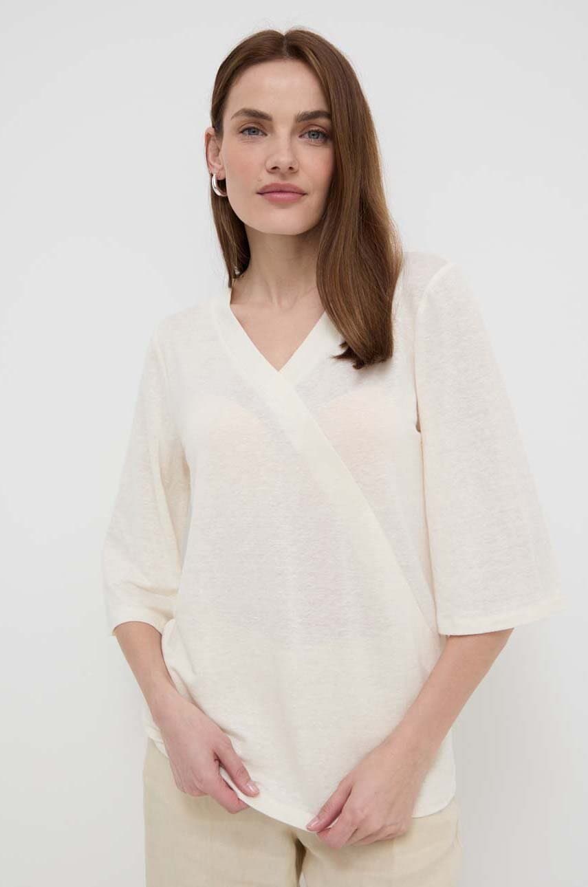 Λευκή μπλούζα Max Mara Leisure χρώμα: μπεζ, 2416941058600