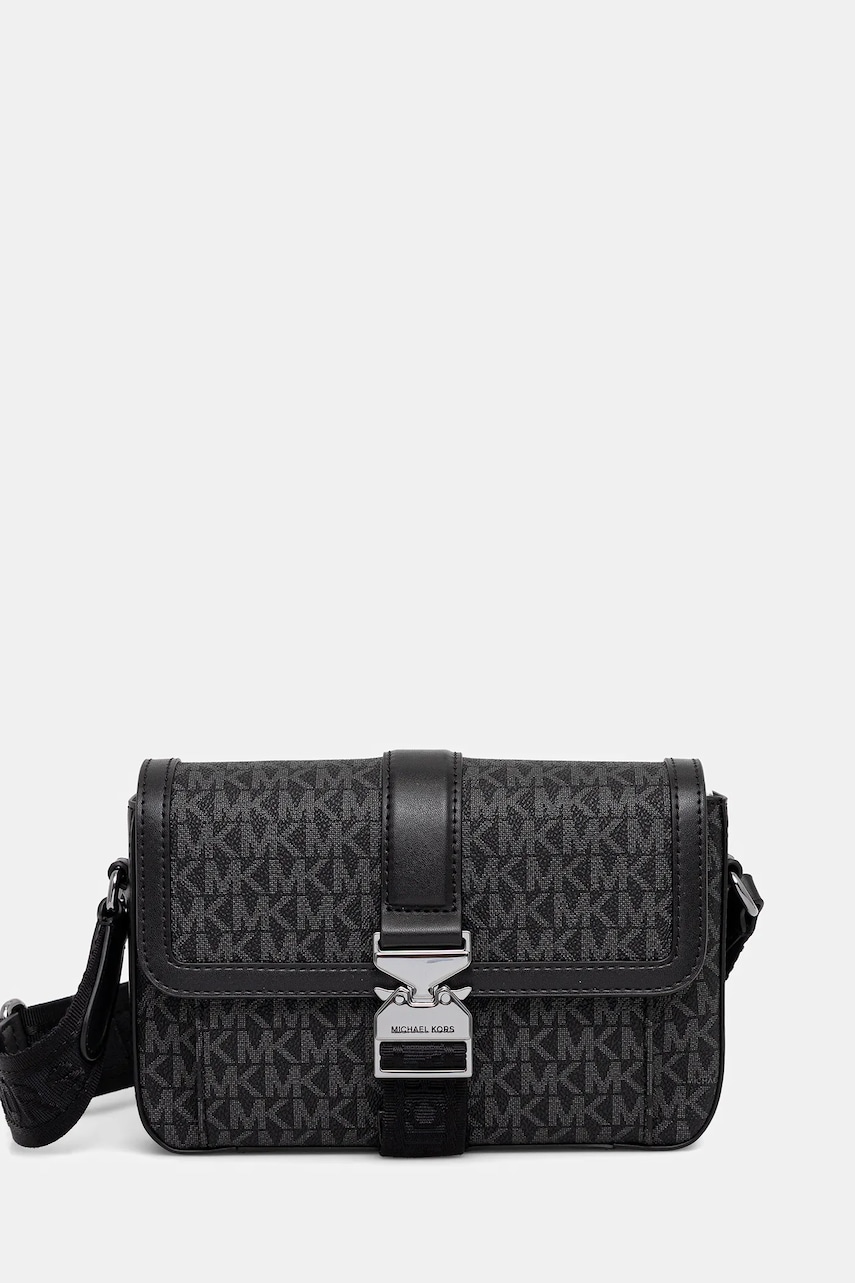 Δερμάτινο φακελάκι Michael Kors HUDSON χρώμα: μαύρο, 33T5LHDM2B