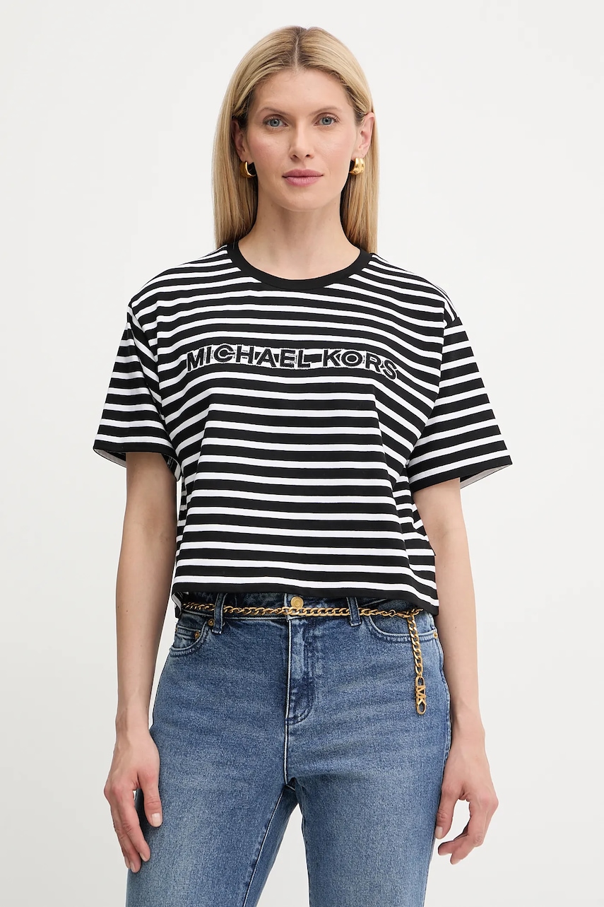 Βαμβακερό μπλουζάκι MICHAEL Michael Kors χρώμα: μαύρο, MT551R9HM7