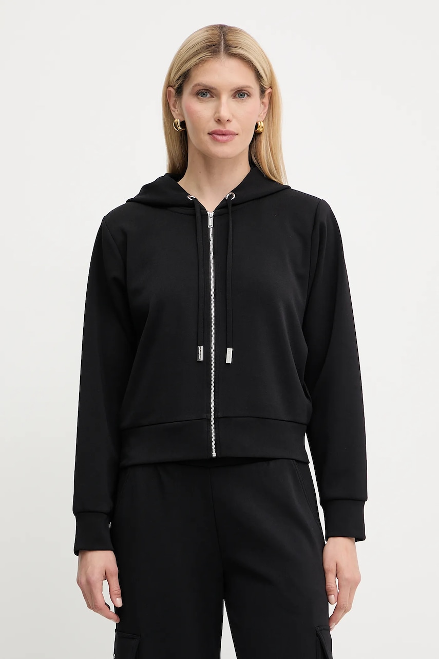Μπλούζα MICHAEL Michael Kors χρώμα: μαύρο, με κουκούλα, MT551SSE45