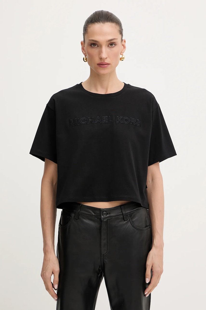 Βαμβακερό μπλουζάκι MICHAEL Michael Kors χρώμα: μαύρο, MT551VJ2ZU