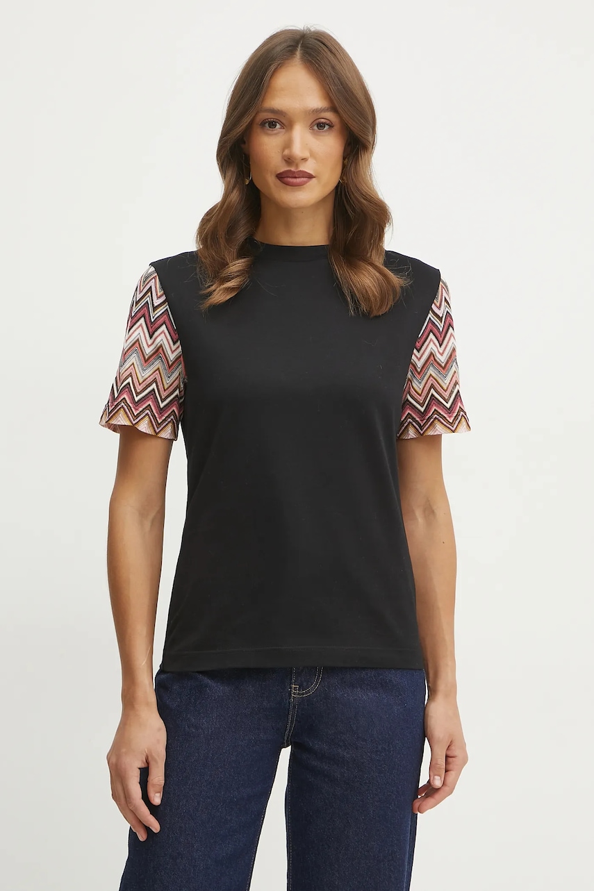 Μπλουζάκι Missoni χρώμα: μαύρο, DS25SL01.BJ00N7