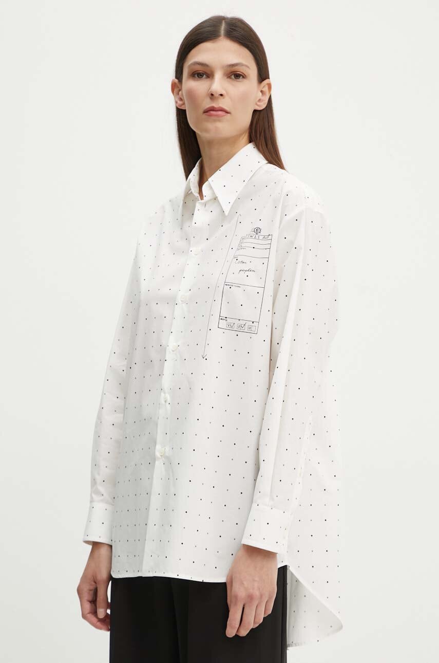 Βαμβακερό πουκάμισο MM6 Maison Margiela χρώμα: άσπρο, S52DT0014