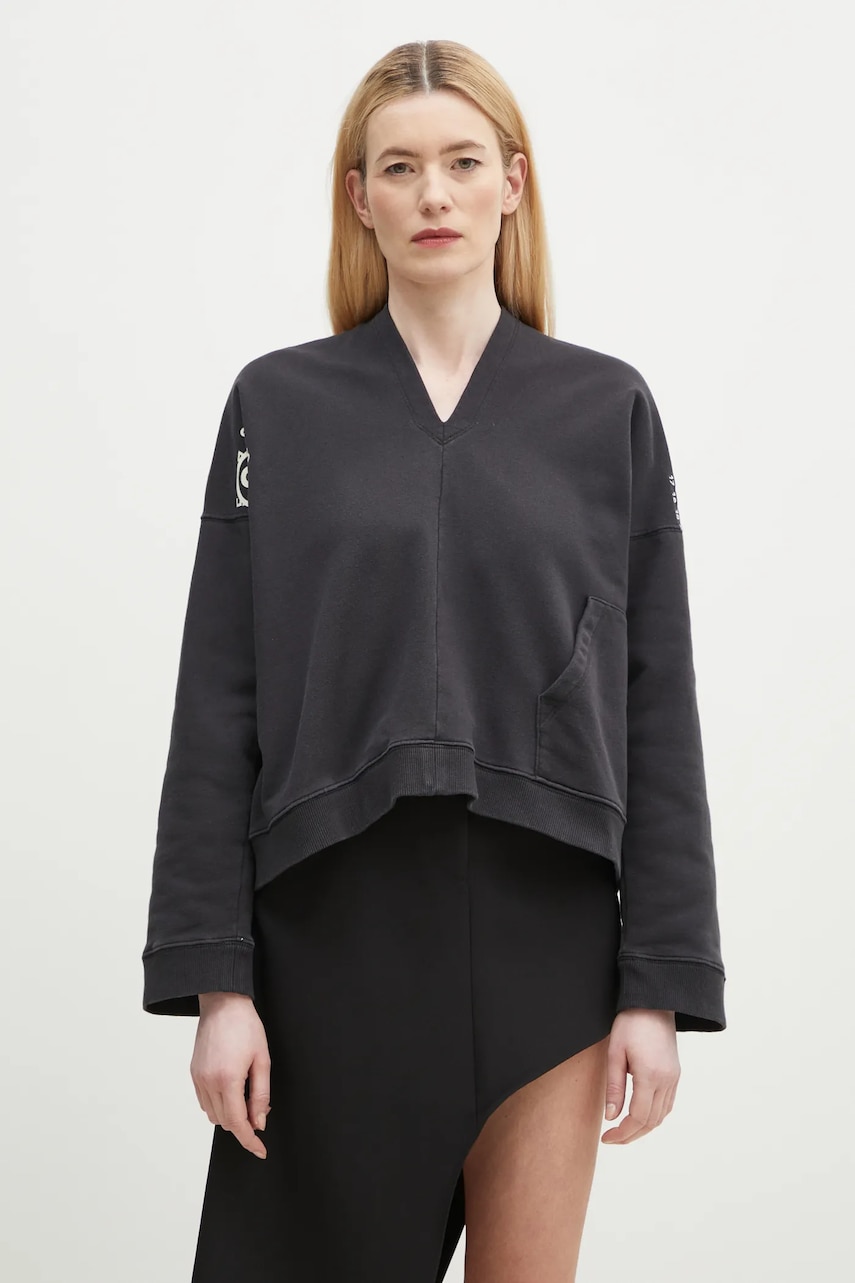 Βαμβακερή μπλούζα MM6 Maison Margiela γυναικεία, χρώμα: μαύρο, S52GU0239