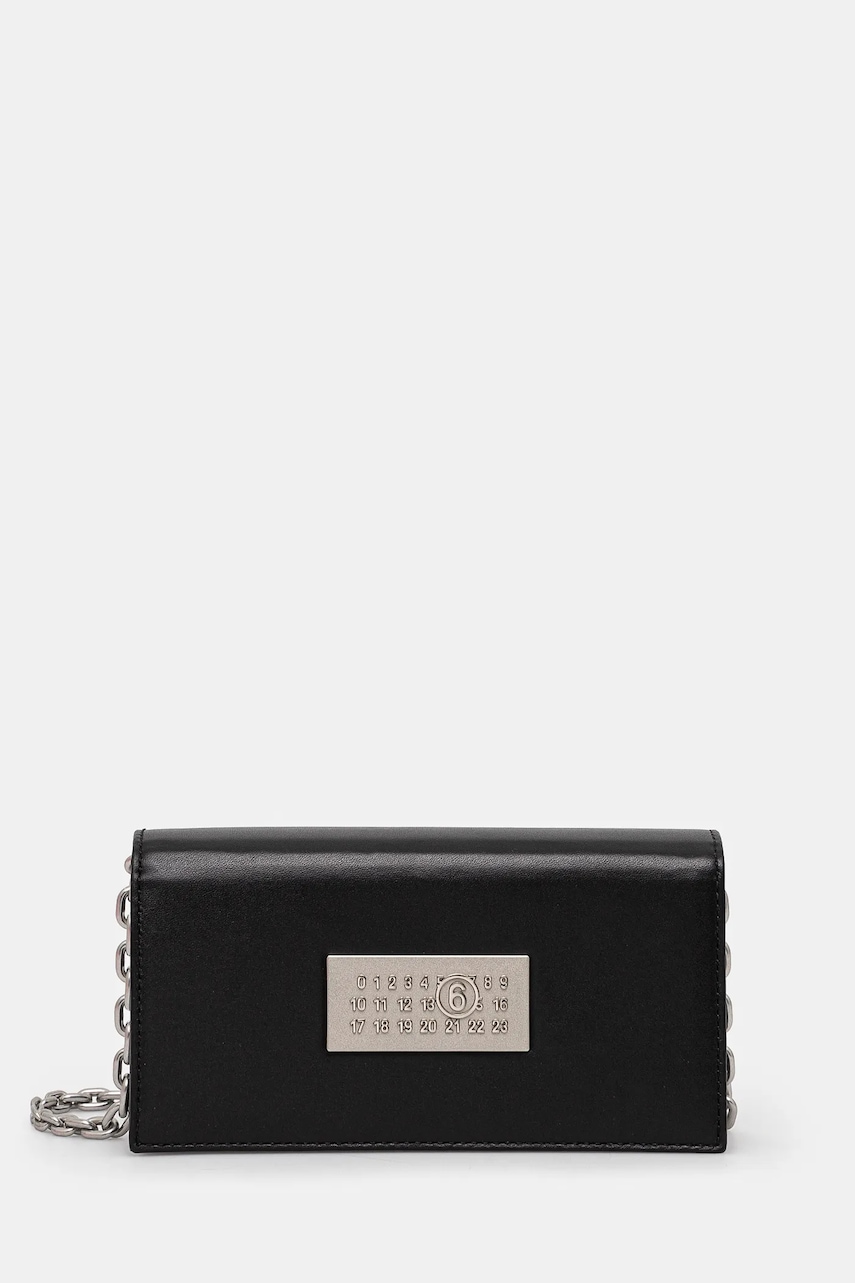 Δερμάτινο φακελάκι MM6 Maison Margiela χρώμα: μαύρο, SB5ZI0014