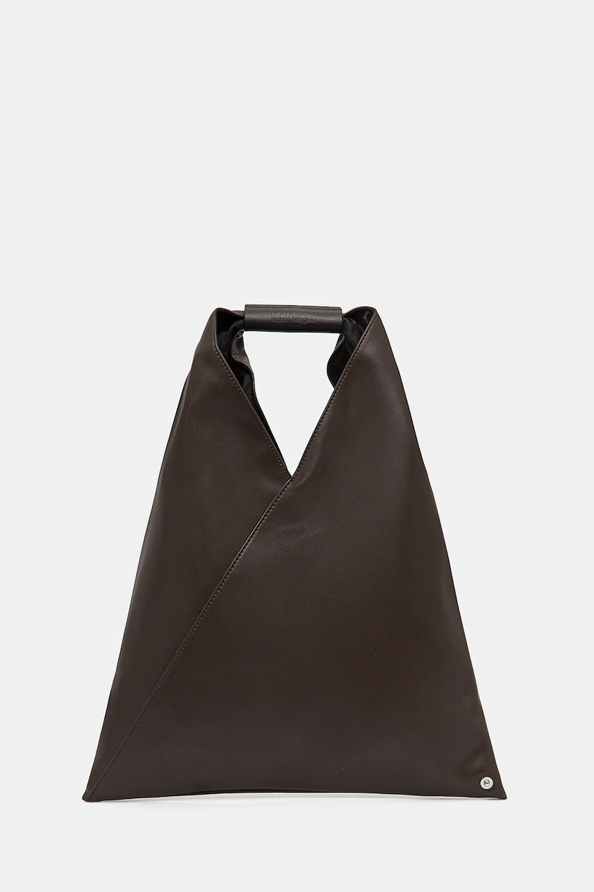 Δερμάτινη τσάντα MM6 Maison Margiela Small Japanese Handbag χρώμα: καφέ, S54WD0043