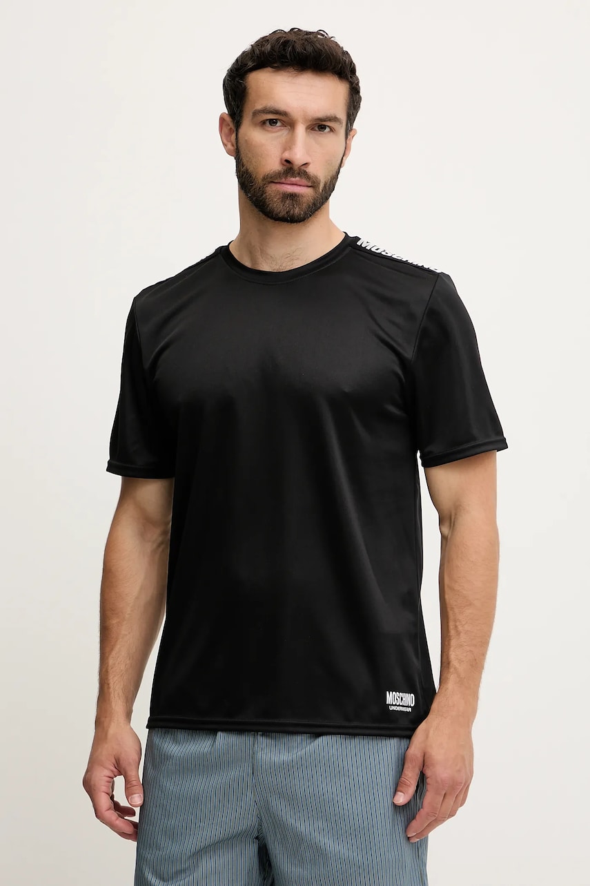 Μπλουζάκι πιτζάμας Moschino Underwear χρώμα: μαύρο, 0710.4315