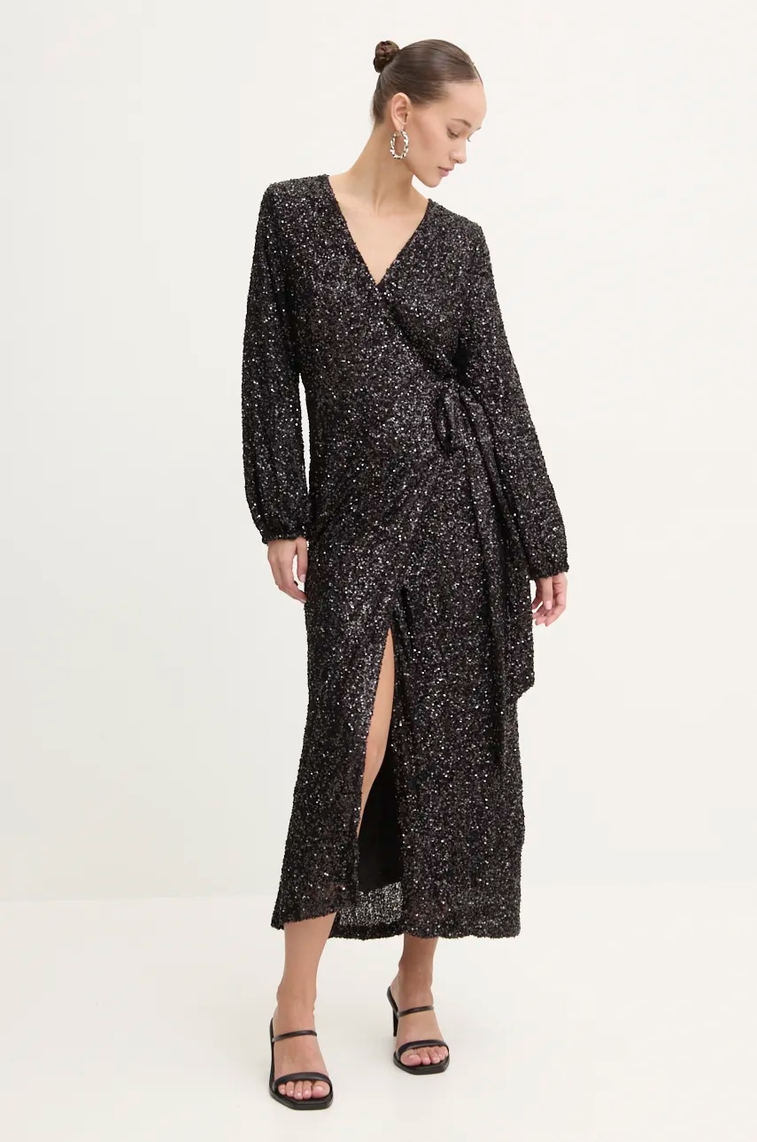 Φόρεμα Never Fully Dressed Kira Wrap Dress χρώμα: μαύρο, NFDDR1582