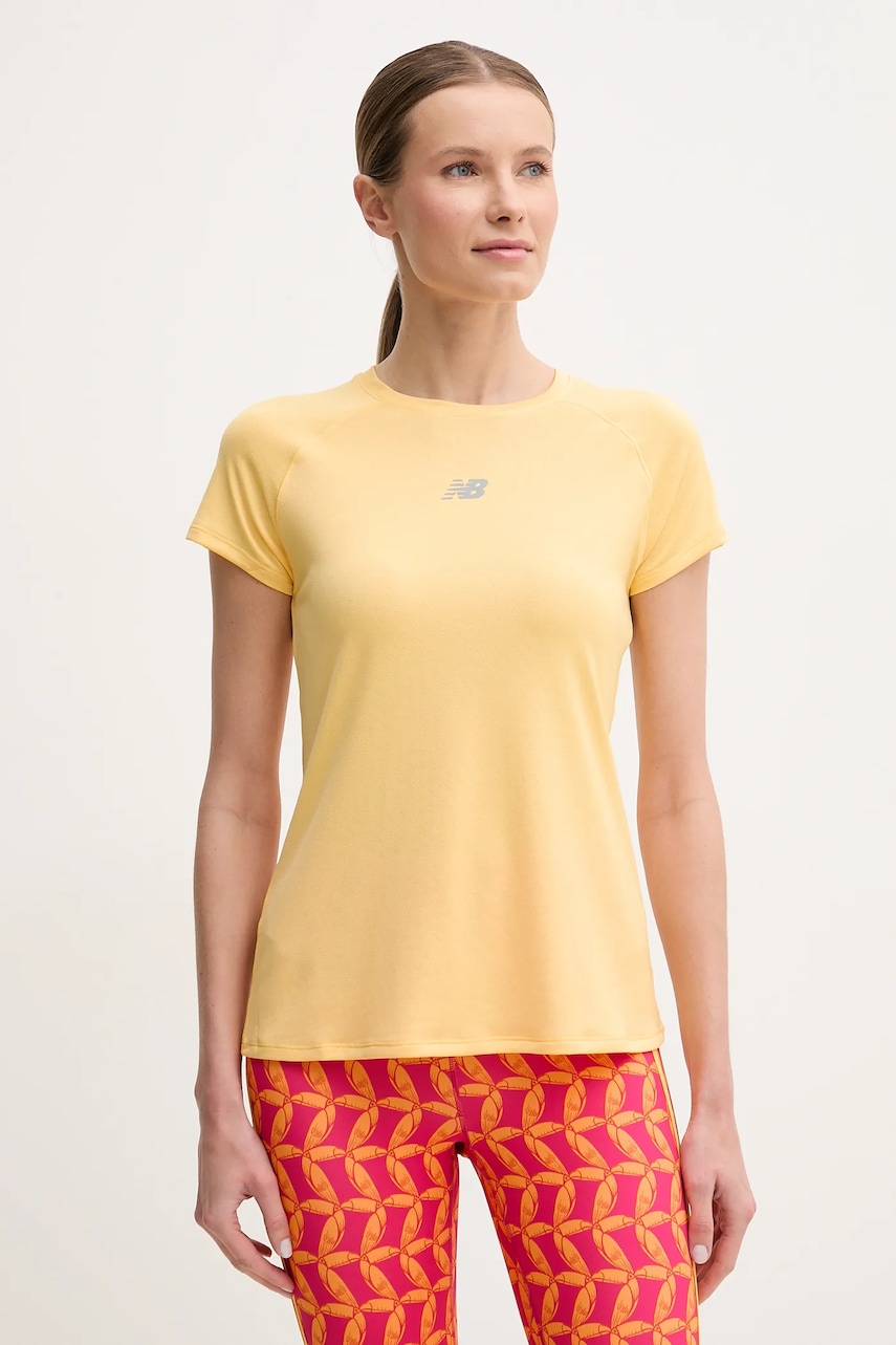 Μπλουζάκι για τρέξιμο New Balance Jacquard χρώμα: κίτρινο, WT51223CEE