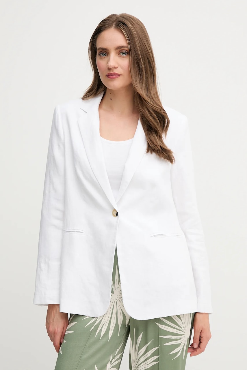 Λινό πανωφόρι OUI χρώμα: άσπρο, 92927