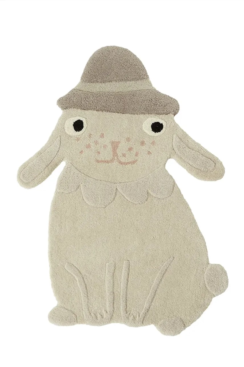 Μάλλινο χαλί OYOY Hapsi Rabbit χρώμα: μπεζ