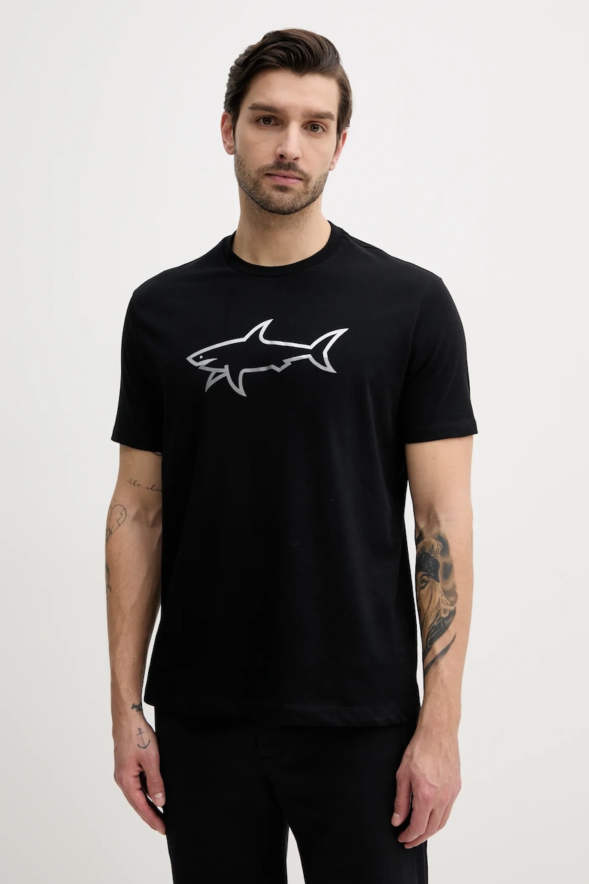 Βαμβακερό μπλουζάκι Paul&Shark ανδρικό, χρώμα: μαύρο, 25411078