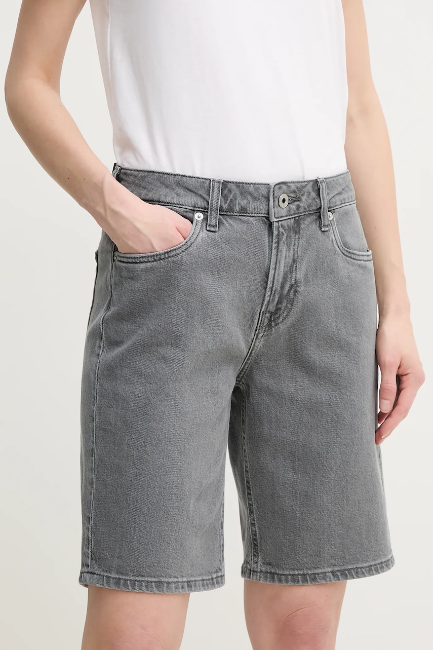 Τζιν σορτς Pepe Jeans BERMUDA SHORT HW χρώμα: γκρι, PL801189UN3