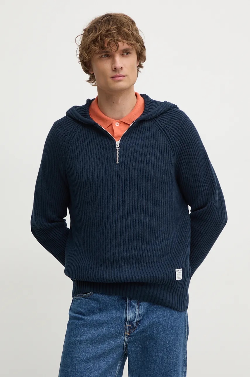 Βαμβακερό πουλόβερ Pepe Jeans COLIN HOODIE χρώμα: ναυτικό μπλε, PM702467