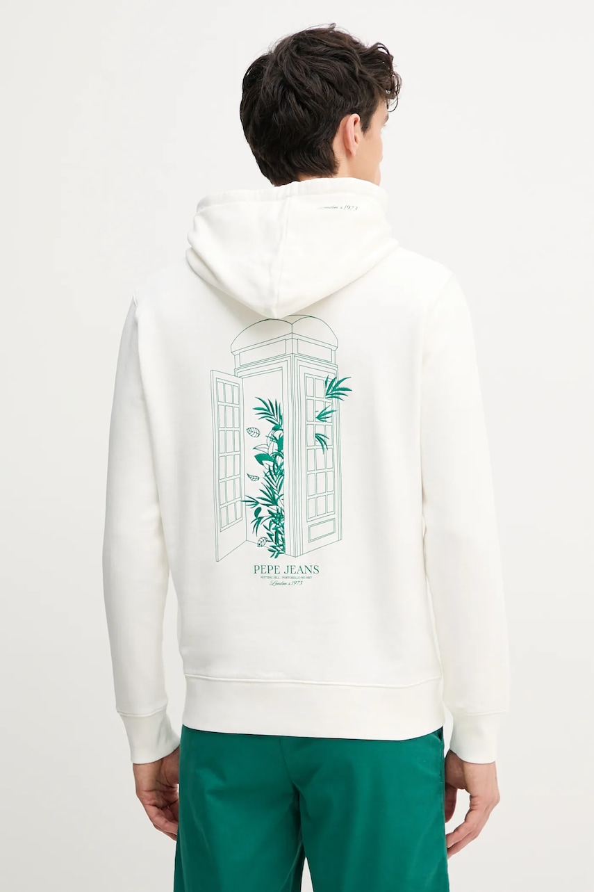Βαμβακερή μπλούζα Pepe Jeans DOMINIC HOODIE χρώμα: άσπρο, με κουκούλα, PM582830