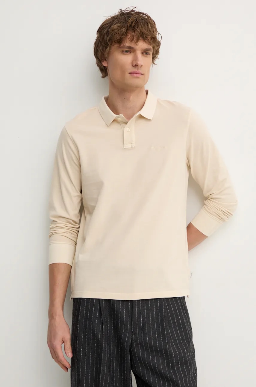 Βαμβακερή μπλούζα με μακριά μανίκια Pepe Jeans NEW OLIVER GD LS χρώμα: μπεζ, PM542213