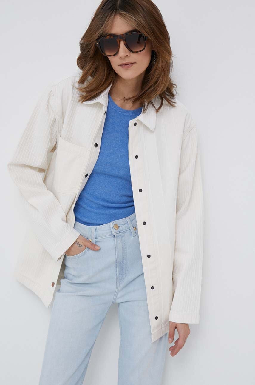 Βαμβακερό πουκάμισο Pepe Jeans River Stripe χρώμα: άσπρο