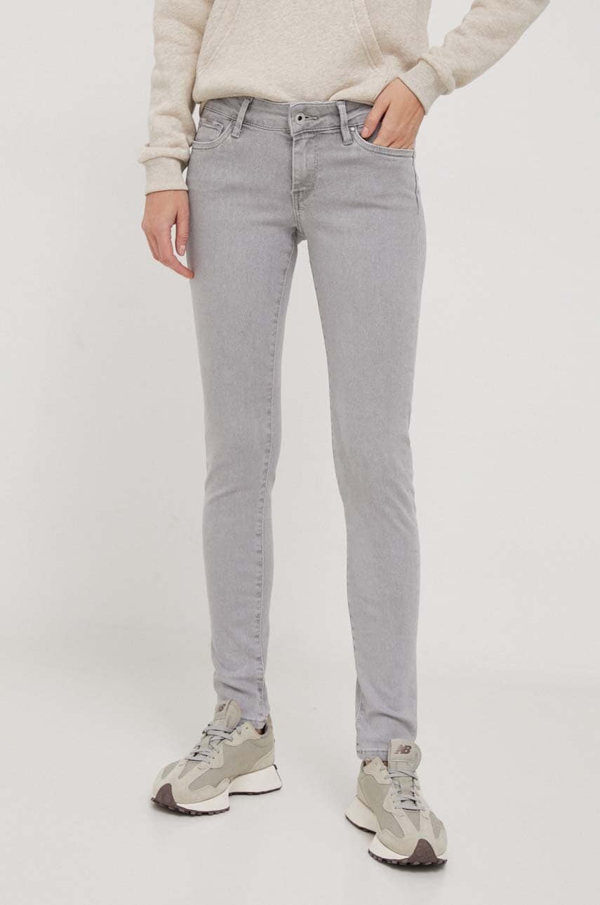Τζιν παντελόνι Pepe Jeans SKINNY JEANS LW χρώμα: γκρι PL204583UH1