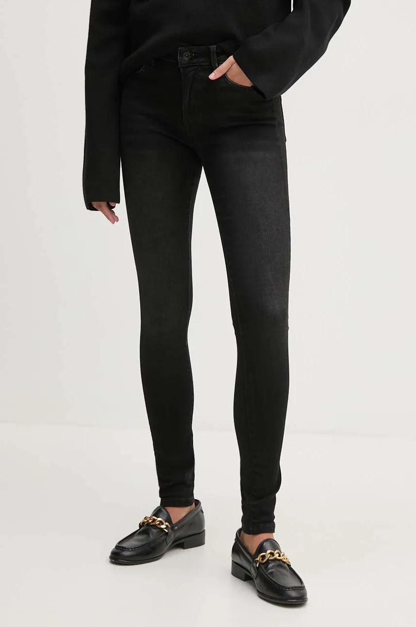 Τζιν παντελόνι Pepe Jeans SKINNY JEANS MW χρώμα: μαύρο, PL204728XH0