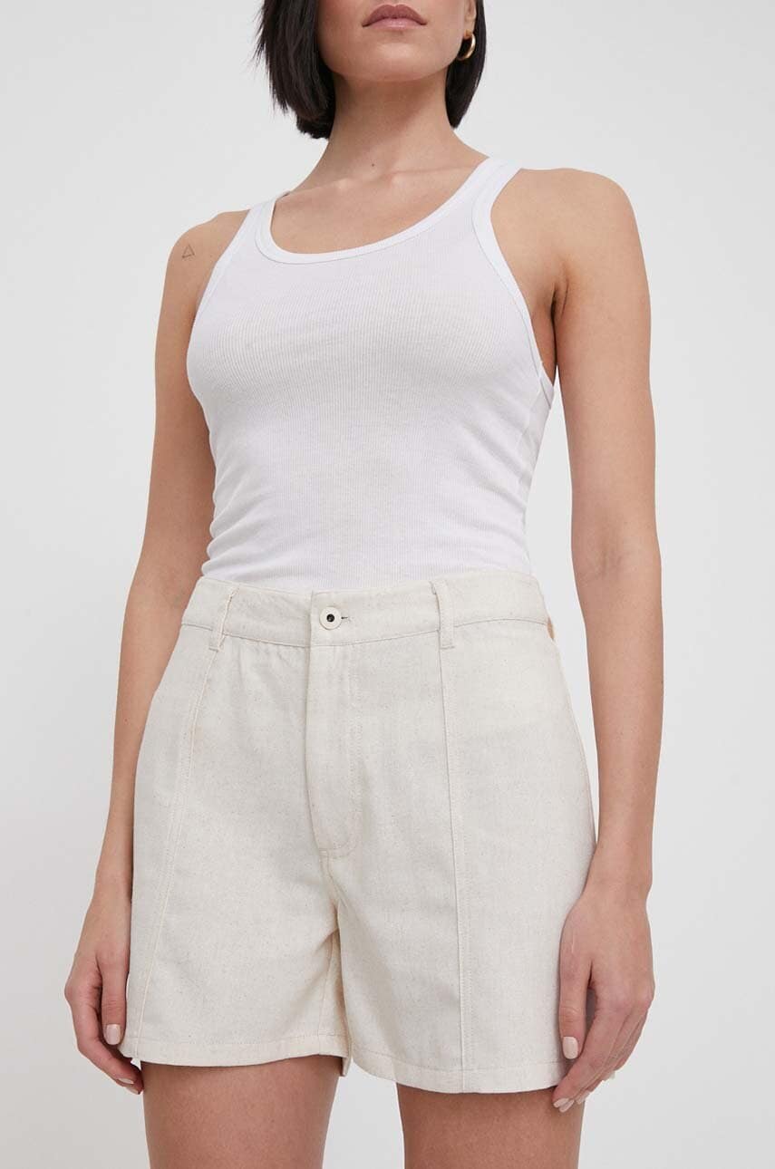 Λινό σορτς Pepe Jeans TILLY χρώμα: μπεζ PL801093