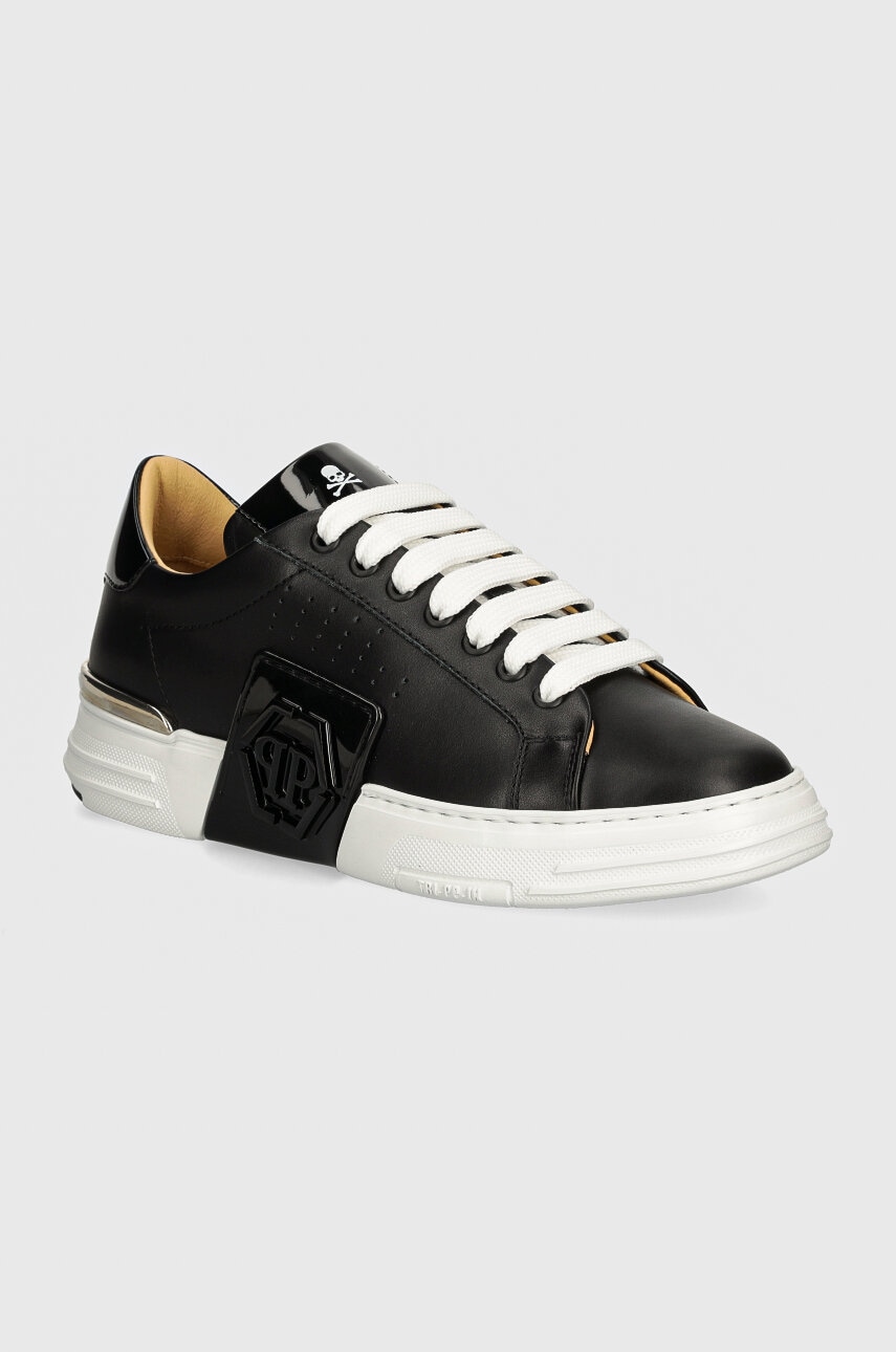 Δερμάτινα αθλητικά παπούτσια Philipp Plein Hexagon Phantom Kicks χρώμα: μαύρο, USC0565 PLE025N 02