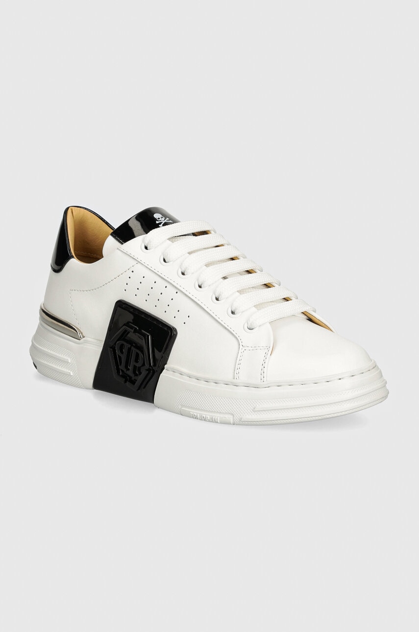 Δερμάτινα αθλητικά παπούτσια Philipp Plein Hexagon Phantom Kicks χρώμα: άσπρο, USC0565 PLE025N 01