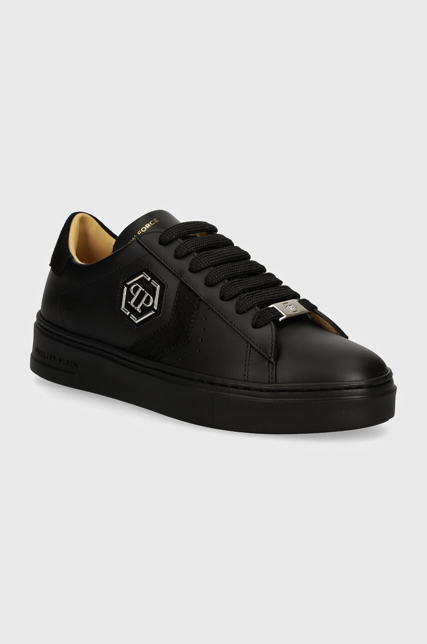 Δερμάτινα αθλητικά παπούτσια Philipp Plein Lo-Top Arrow Force χρώμα: μαύρο, WSC2752 PLE005N 0202