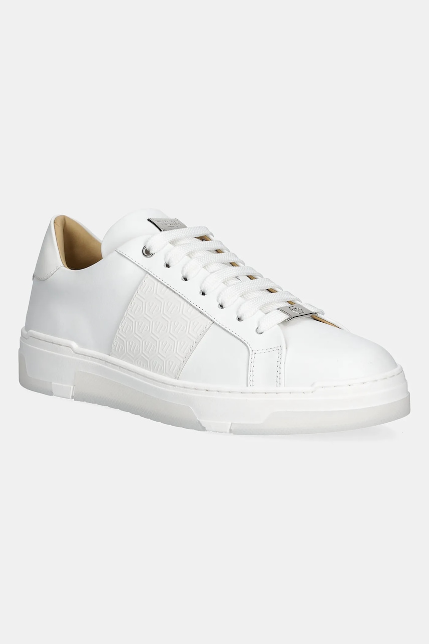 Δερμάτινα αθλητικά παπούτσια Philipp Plein Lo-Top Monogram χρώμα: άσπρο, USC0706 PLE005N 01