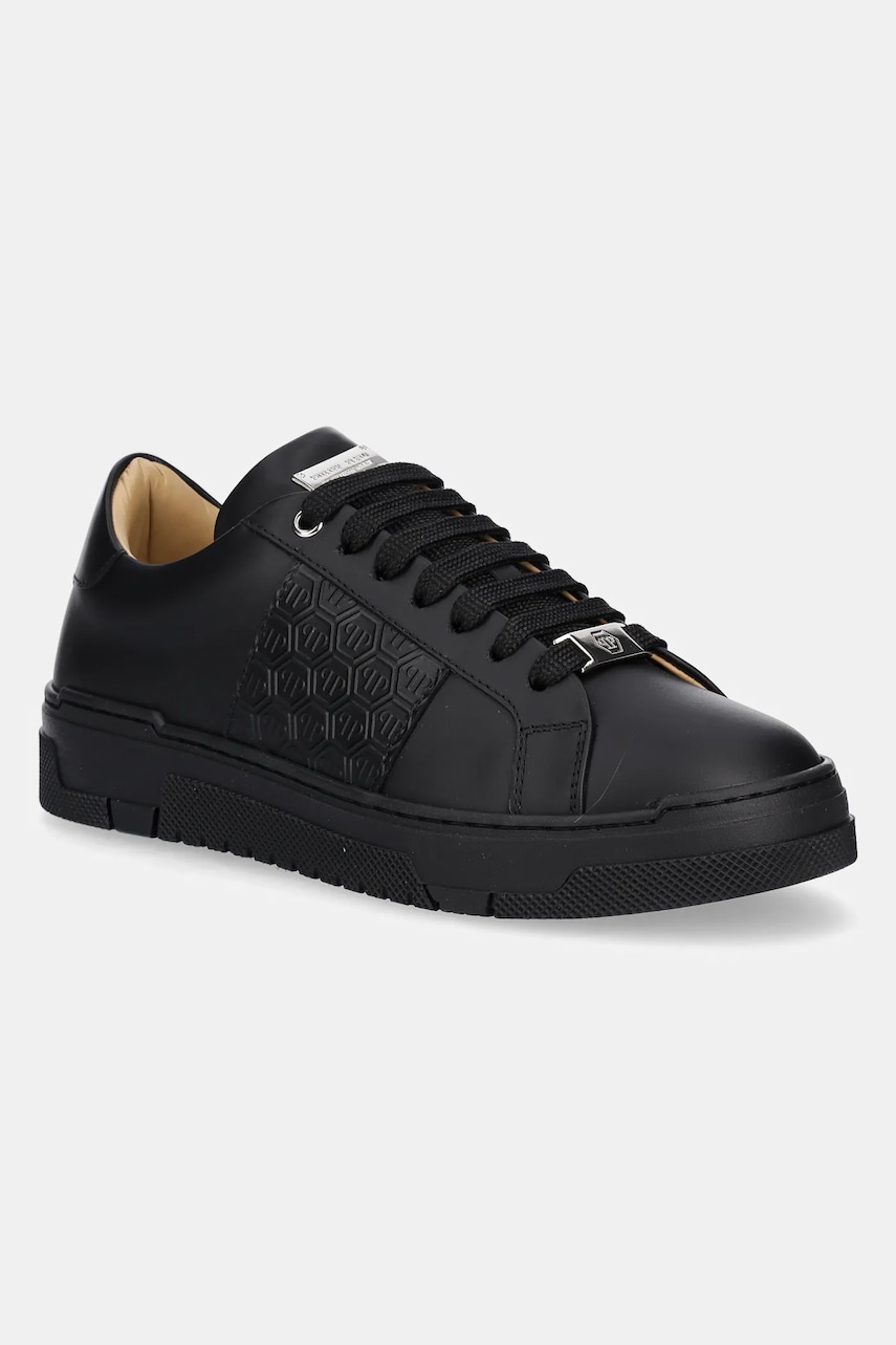 Δερμάτινα αθλητικά παπούτσια Philipp Plein Lo-Top Monogram χρώμα: μαύρο, USC0706 PLE005N 0202