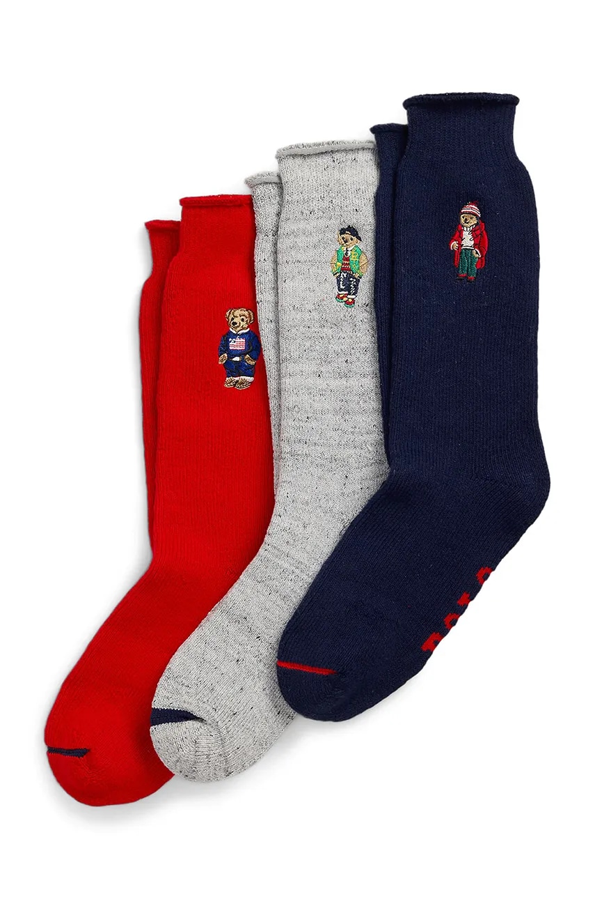 Βαμβακερές κάλτσες Polo Ralph Lauren 3-pack χρώμα: γκρι, 449958862