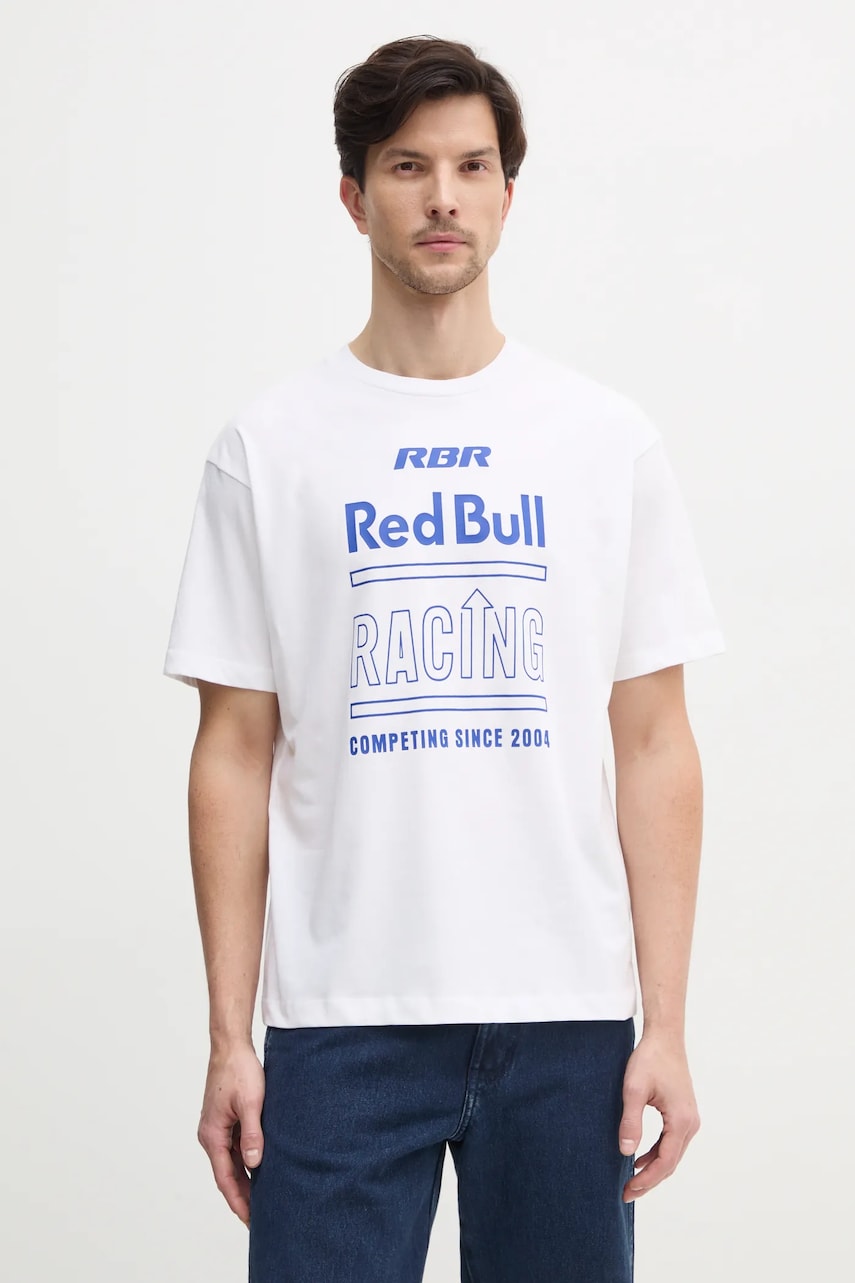 Βαμβακερό μπλουζάκι Red Bull Racing x Pepe Jeans RACING HISTORY TEE ανδρικό, χρώμα: άσπρο, RM500020