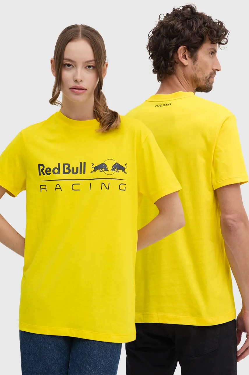 Βαμβακερό μπλουζάκι Red Bull Racing x Pepe Jeans χρώμα: κίτρινο, RU500005