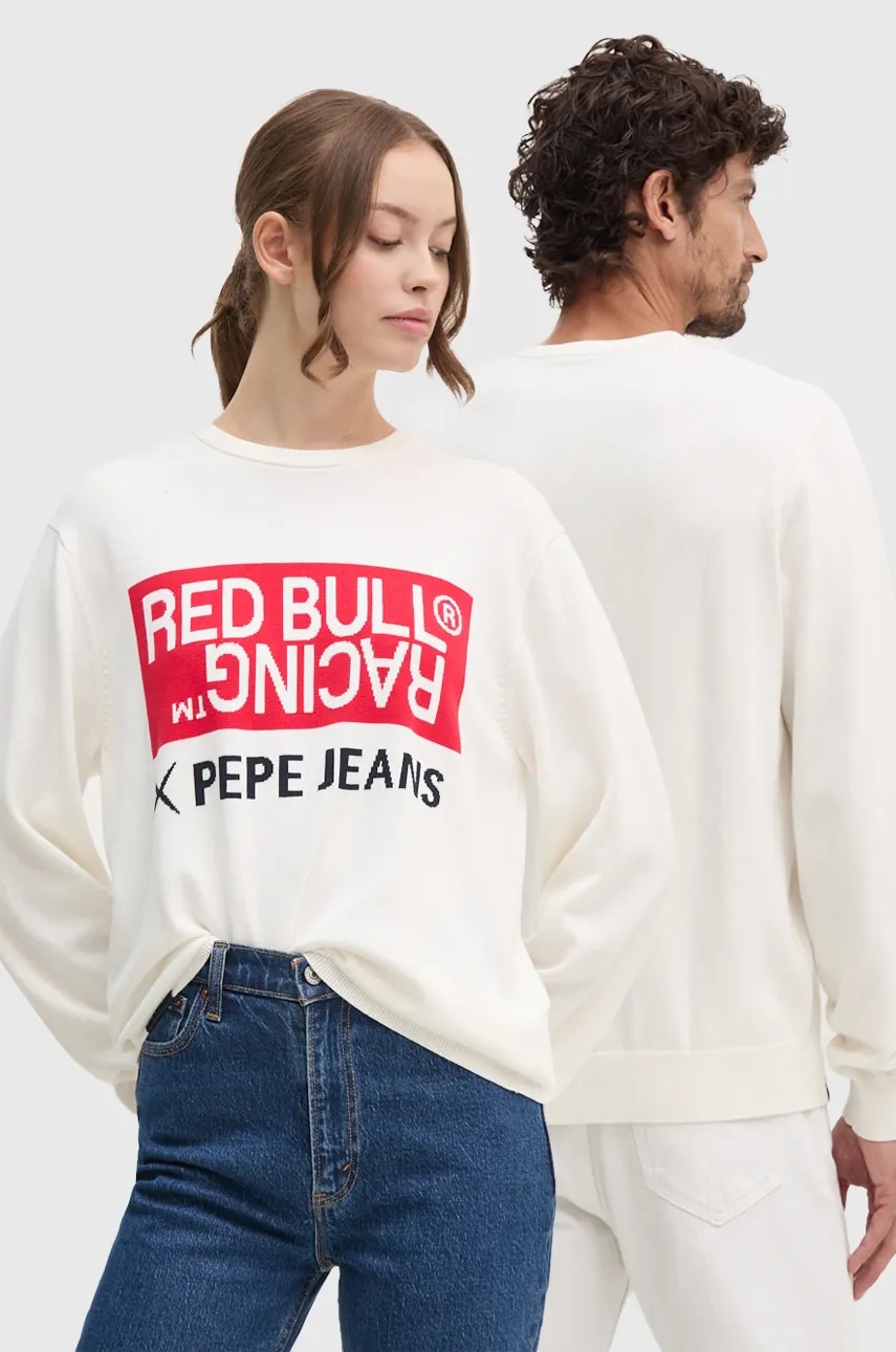 Βαμβακερό πουλόβερ Red Bull Racing x Pepe Jeans χρώμα: μπεζ, RU700002