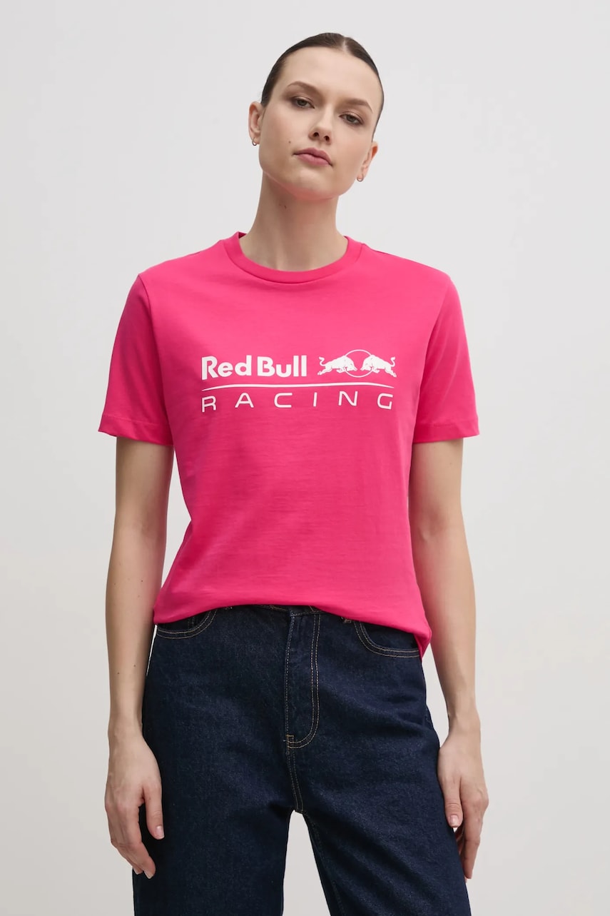 Βαμβακερό μπλουζάκι Red Bull Racing x Pepe Jeans STANDARD FIT TEE γυναικείο, χρώμα: ροζ, RL500004